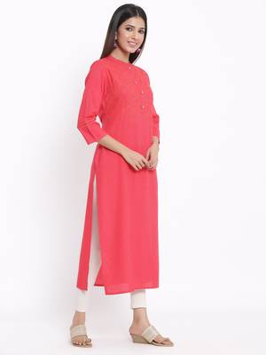 Peach Rayon stitched   kurta 4