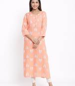 Orange Rayon stitched   kurta