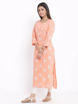 Orange Rayon stitched   kurta 3