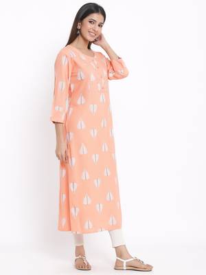 Orange Rayon stitched   kurta 4