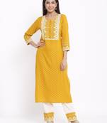 Mustard Rayon stitched   Kurta with     Palazzo