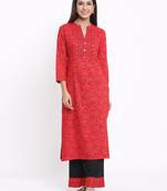 Red Rayon stitched   Kurta with     Palazzo