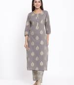 Grey Cotton stitched   Kurta with     Palazzo