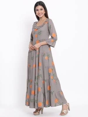 Grey Rayon stitched   kurta 3