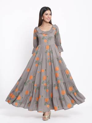 Grey Rayon stitched   kurta 4