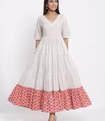 White Cotton stitched   kurta