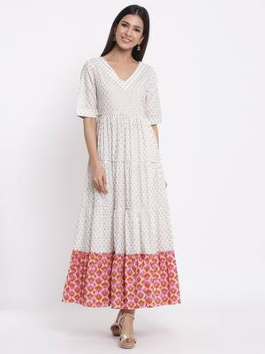 White Cotton stitched   kurta 4