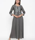 Grey Rayon stitched   kurta