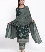 GREEN Rayon stitched   Kurta with     Palazzo with     Dupatta