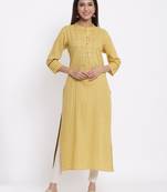 Yellow Rayon stitched   kurta