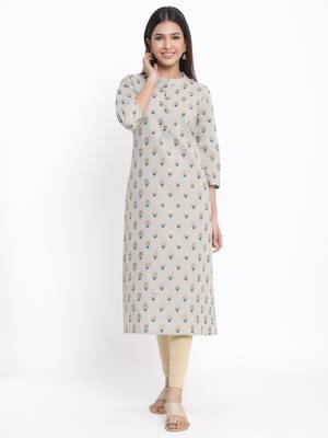 Grey Cotton stitched   kurta 1