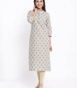 Grey Cotton stitched   kurta