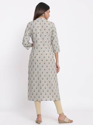Grey Cotton stitched   kurta 2