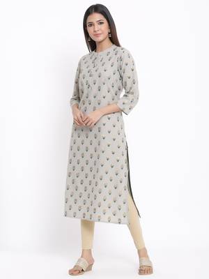 Grey Cotton stitched   kurta 3