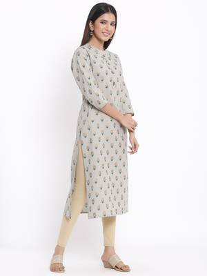 Grey Cotton stitched   kurta 4