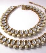 Golden Oval Shape Kundan Pearl Anklet