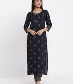 Navy Rayon stitched   Kurta with     Palazzo
