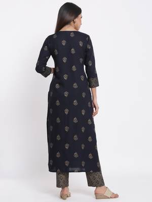 Navy Rayon stitched   Kurta with     Palazzo 2