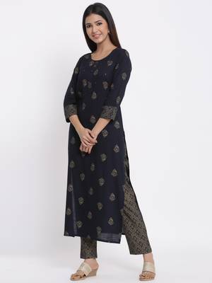 Navy Rayon stitched   Kurta with     Palazzo 3