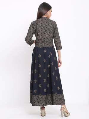 Navy Rayon stitched   kurta 2