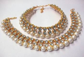 Golden Big Stone Pearl Anklet 1