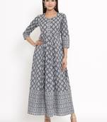 Grey Cotton stitched   kurta