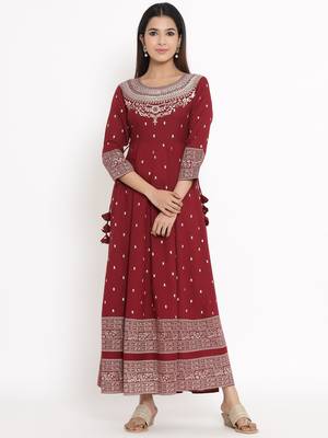 Maroon Rayon stitched   kurta 1