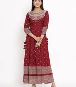Maroon Rayon stitched   kurta