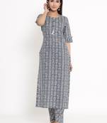 Grey Cotton stitched   Kurta with     Palazzo