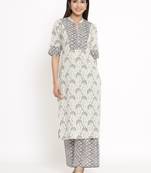 Cream Cotton stitched   Kurta with     Palazzo