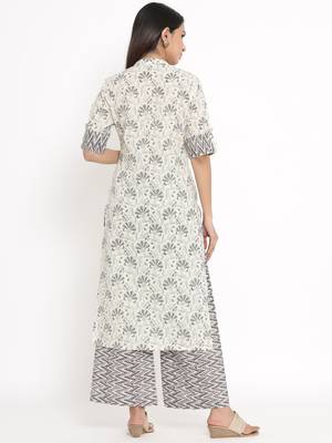 Cream Cotton stitched   Kurta with     Palazzo 2