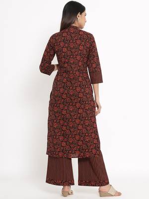 Black Cotton stitched   Kurta with     Palazzo 2