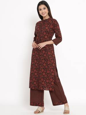 Black Cotton stitched   Kurta with     Palazzo 3