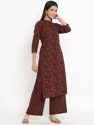 Black Cotton stitched   Kurta with     Palazzo 4