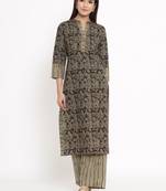 Brown Cotton stitched   Kurta with     Palazzo