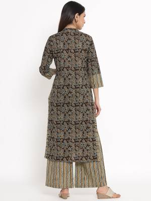 Brown Cotton stitched   Kurta with     Palazzo 2