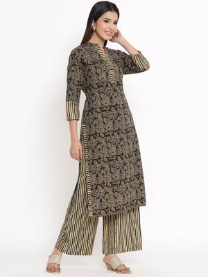 Brown Cotton stitched   Kurta with     Palazzo 4