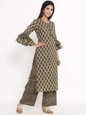 Brown Cotton stitched   Kurta with     Palazzo 4