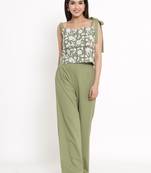 Green Cotton stitched   Top  with     palazzo
