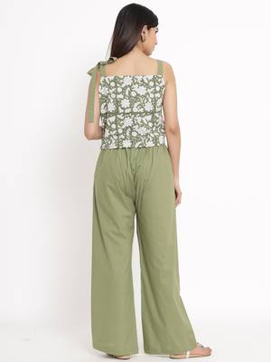 Green Cotton stitched   Top  with     palazzo 2