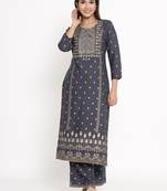 Grey Rayon stitched   Kurta with     Palazzo