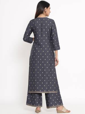 Grey Rayon stitched   Kurta with     Palazzo 2