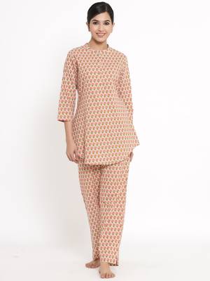 Beige Cotton stitched   TOP with     Palazzo 2