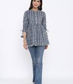 Grey Cotton stitched   kurta