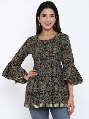 Brown Cotton stitched   kurta 1