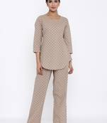 Cream Cotton stitched   TOP with     Palazzo