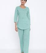 Blue Cotton stitched   TOP with     Palazzo