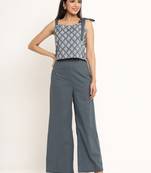 Grey Cotton stitched   Top  with     palazzo