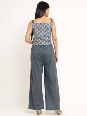 Grey Cotton stitched   Top  with     palazzo 2