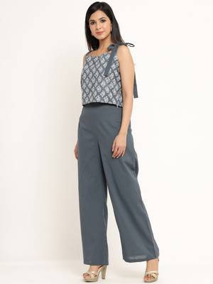 Grey Cotton stitched   Top  with     palazzo 3
